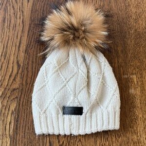 Manière Knit Beanie with Genuine Fur Pom-Pom